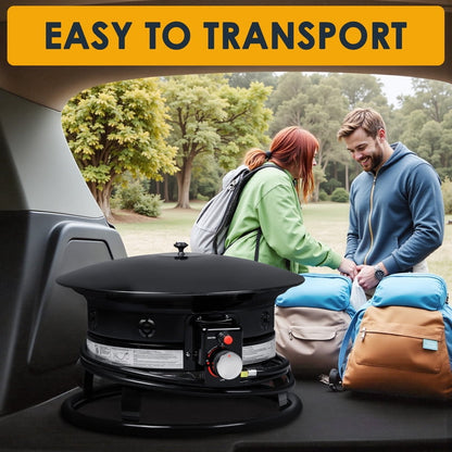 Homall Portable Propane Fire Pit for Outside, Smokeless Gas Fire Bowl with Auto-Ignition, 19-Inch Diameter Lid & Carry Kit, for Patio,, Black - Home OXO