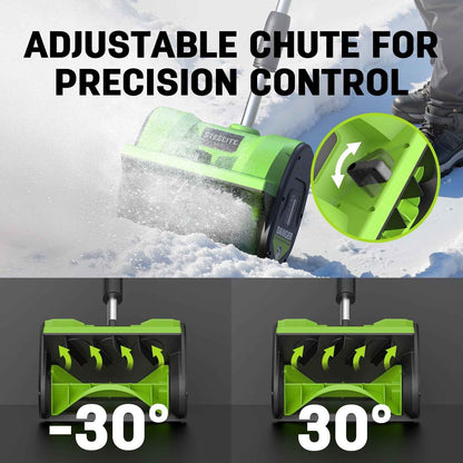 Steelite 21V 12 Inch Cordless Snow Shovel, Battery Powered Snow Blower with Directional Plate & Adjustable Front Handle,4.0-Ah Battery & Quick Charger Included