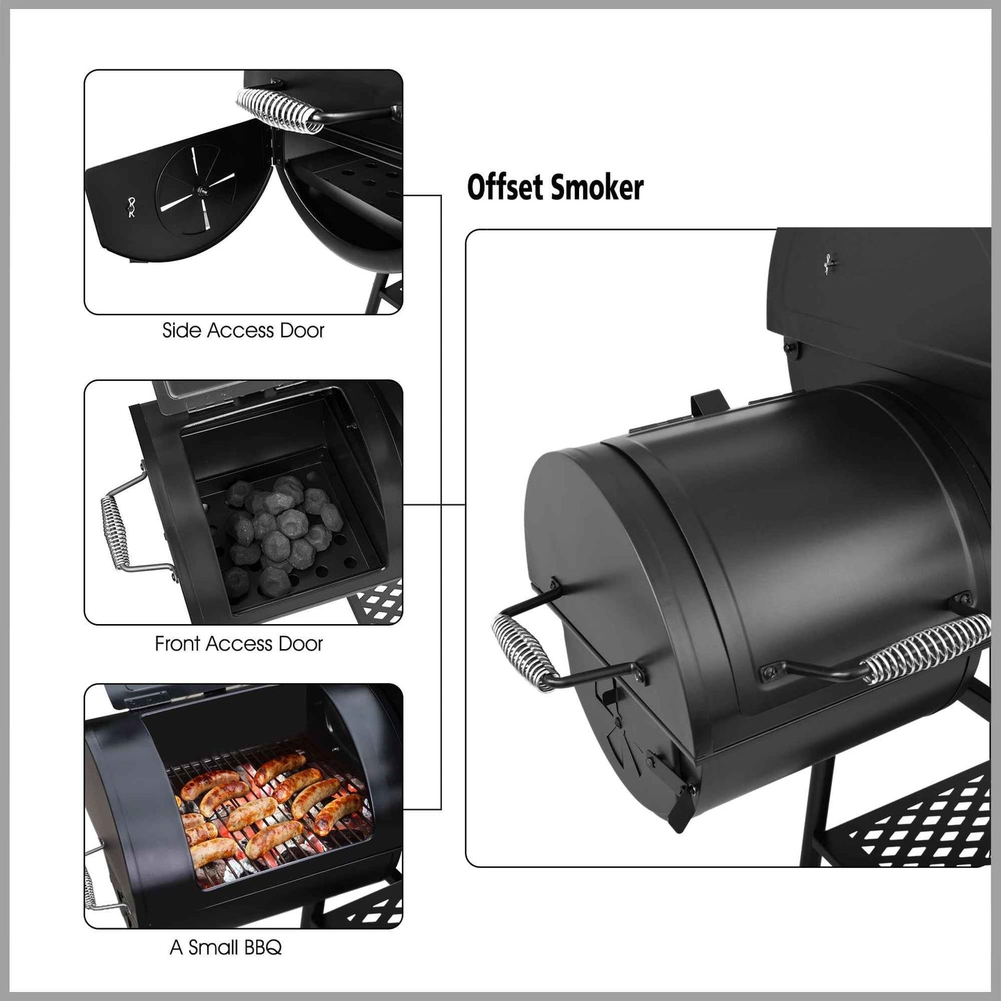 Royal Gourmet CC1830FC 30" Charcoal Grill with Offset Smoker, With Cover