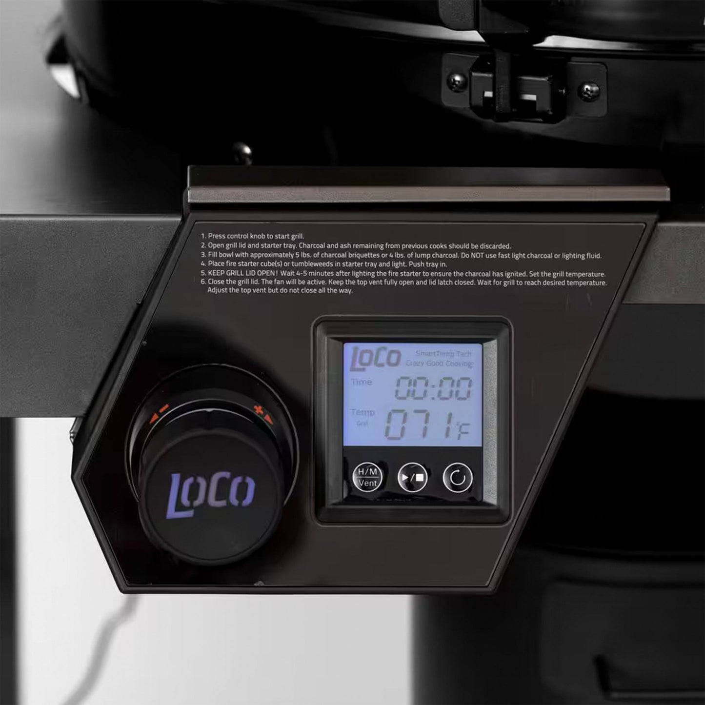 Loco Cookers 22.5 Inch SmartTemp Kettle Grill with Cart and Backlit LCD, Black - Home OXO