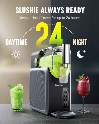Slushie Machine, No Ice Needed, INOVIVA 68 oz Frozen Drink Maker for Home with Self-Cleaning, 5 Preset Programs, Frozen Margaritas, Frappés, Milkshake, and More