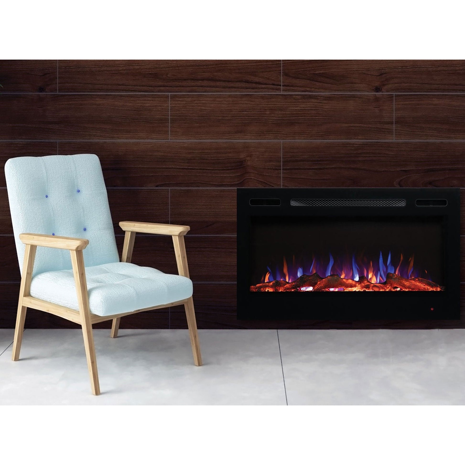 EdenBranch Electric Fireplace, Recessed or Wall Mount, Adjustable Heat, 36 Inch - Home OXO