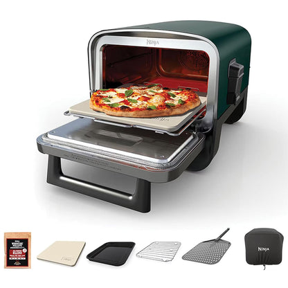 Ninja Woodfire 8-in-1 Outdoor Smoker Pizza Oven with 5 Pizza Settings, Green - Home OXO