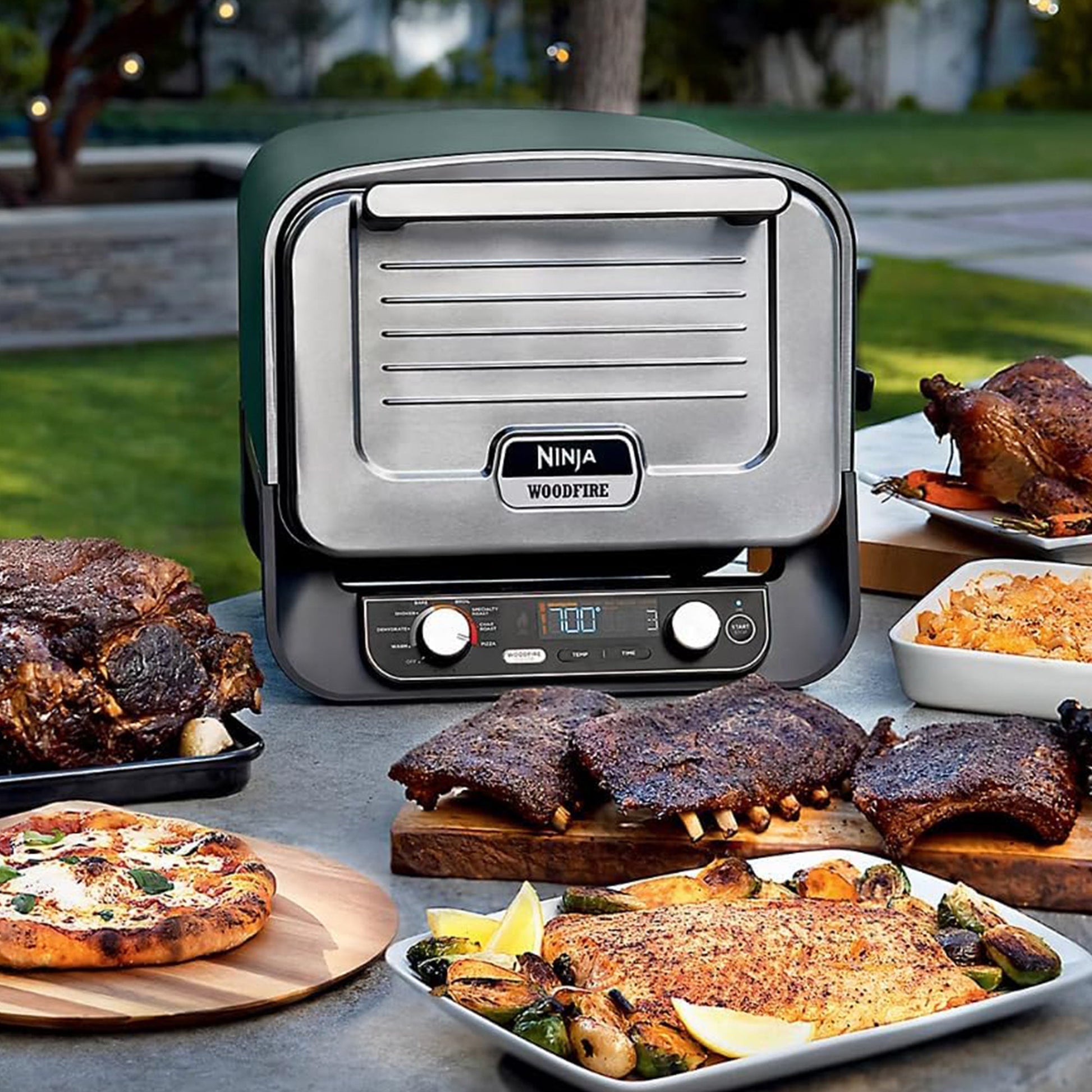 Ninja Woodfire 8-in-1 Outdoor Smoker Pizza Oven with 5 Pizza Settings, Green - Home OXO