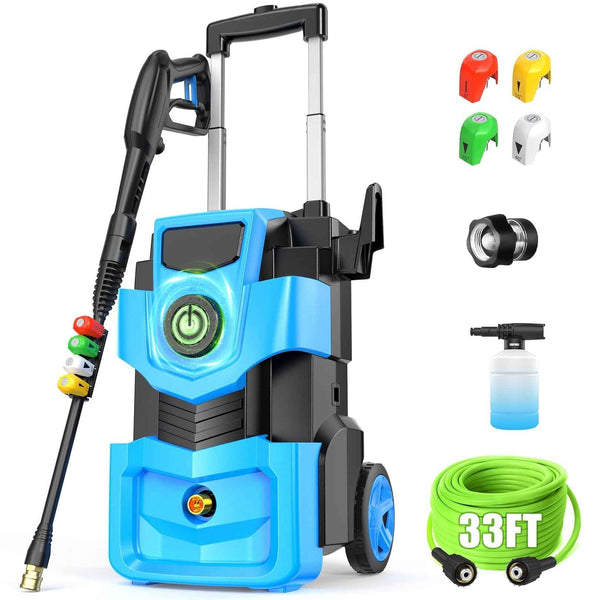 Electric Pressure Washer 5000PSI 4.0GPM Adjustable Pressure Power Washers Electric Powered with 33ft Hose, 4 Nozzle and Foam Cannon, Powerwashers Cleaner Machine for Home, Cars, Blue