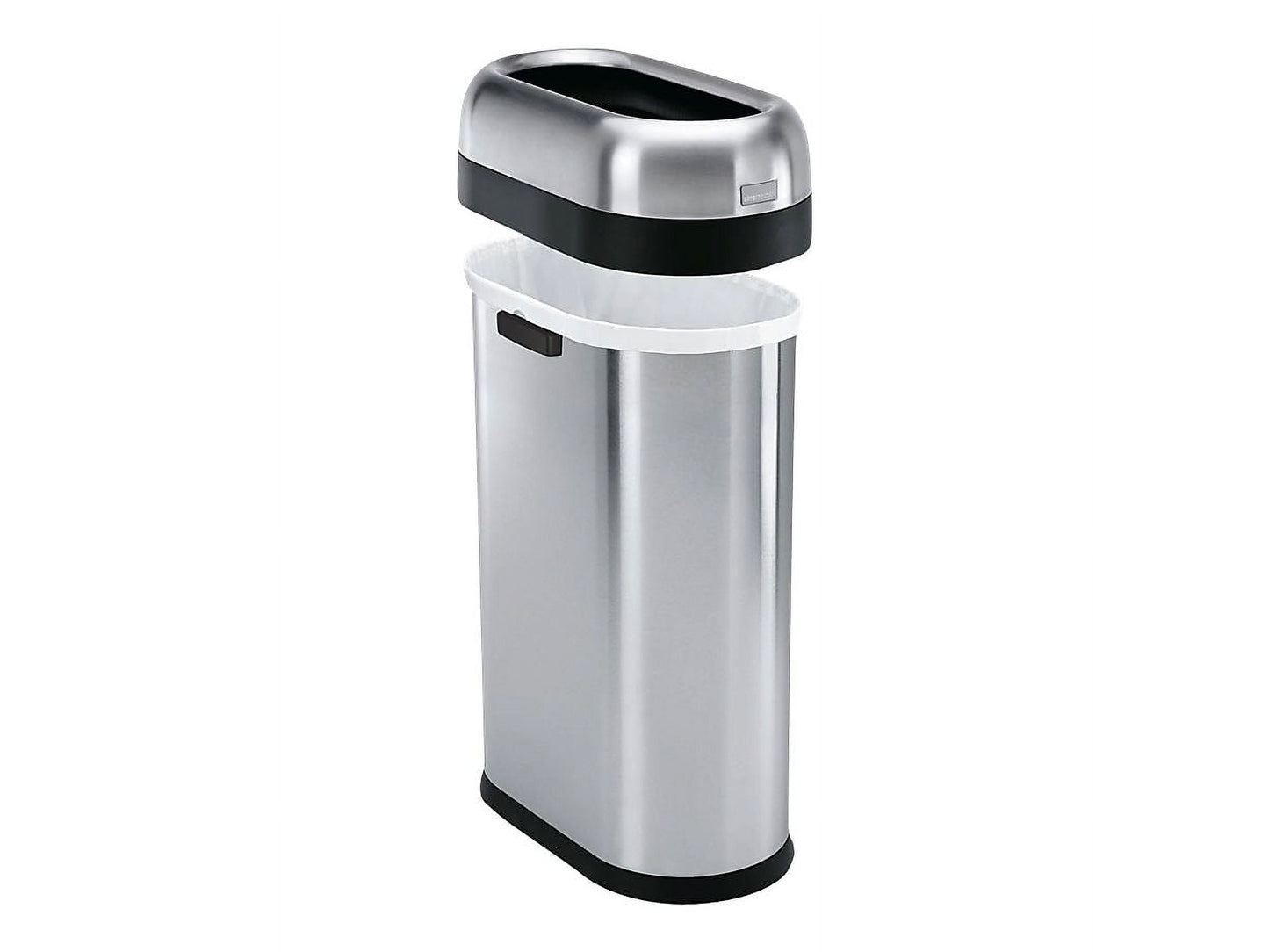 simplehuman 50 Liter / 13.2 Gallon Slim Open Top Trash Can, Commercial Grade Heavy Gauge Brushed Stainless Steel - Home OXO