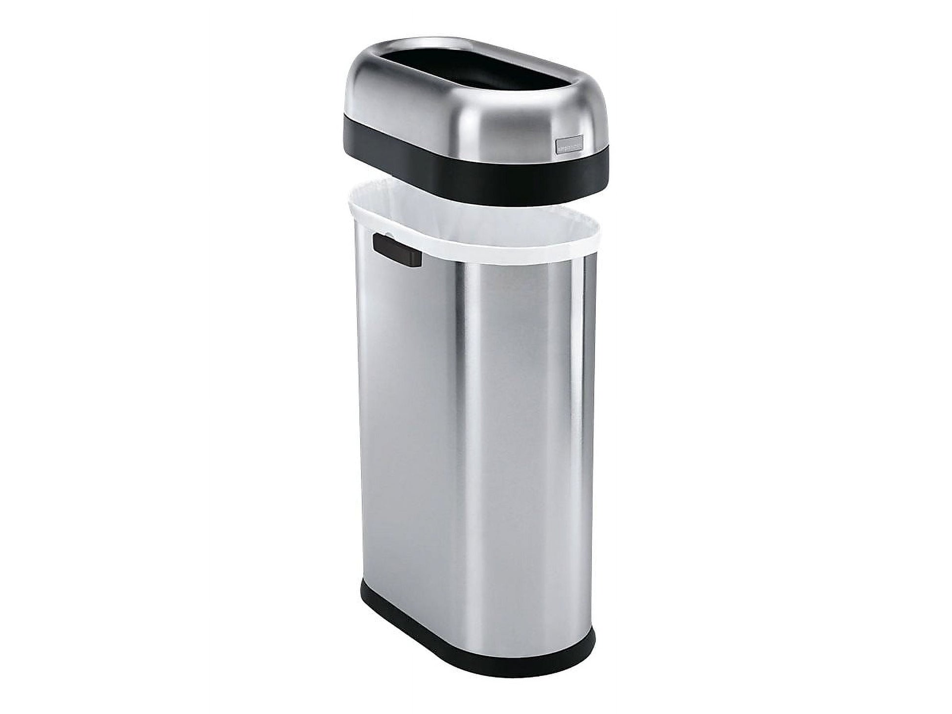 simplehuman 50 Liter / 13.2 Gallon Slim Open Top Trash Can, Commercial Grade Heavy Gauge Brushed Stainless Steel - Home OXO