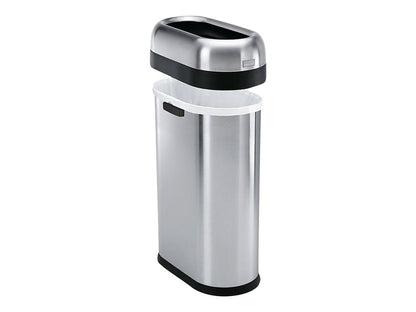 simplehuman 50 Liter / 13.2 Gallon Slim Open Top Trash Can, Commercial Grade Heavy Gauge Brushed Stainless Steel - Home OXO