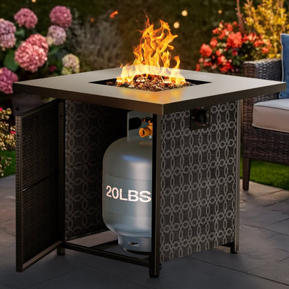 Philergo 28" Propane Fire Pit, 50,000 BTU Square Gas Fire Pit Table for Patio Garden Party with Lava Rocks, Removable Lid, CSA-Certified - Home OXO