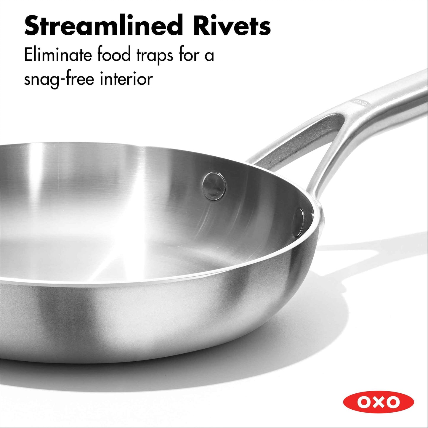 OXO Mira Tri-Ply Stainless Steel Oven Safe Induction Safe Frying Pan Aluminum Silver, 8 inch