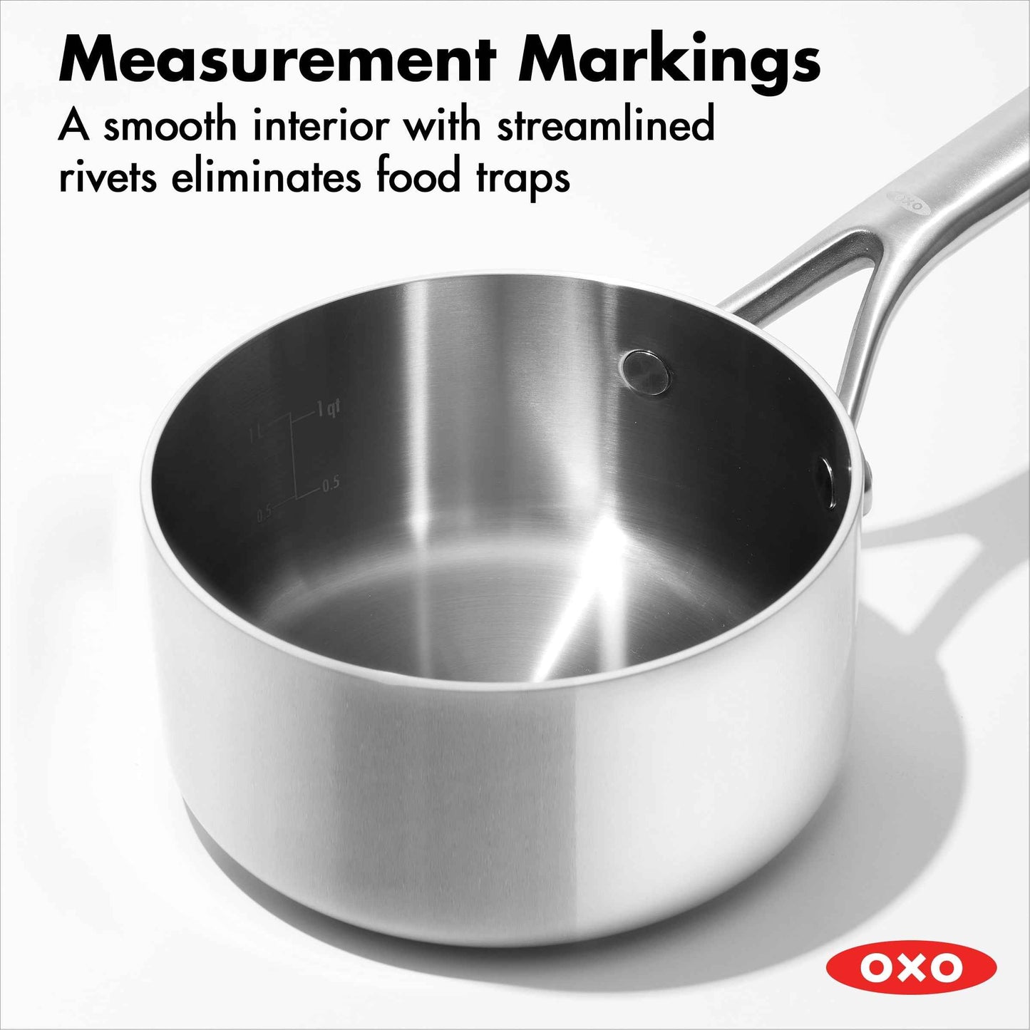 OXO Mira 1.5Qt & 3Qt 3-ply stainless steel Saucepan Set with tempered glass lids