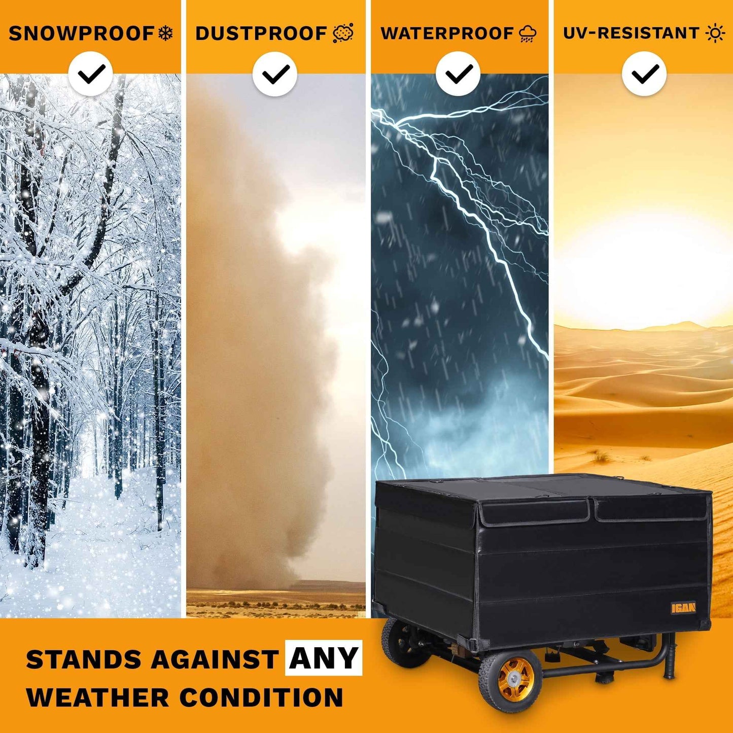 IGAN Generator Tent Waterproof Portable Cover for 3500–12000 Watt 9,2 lb. Black