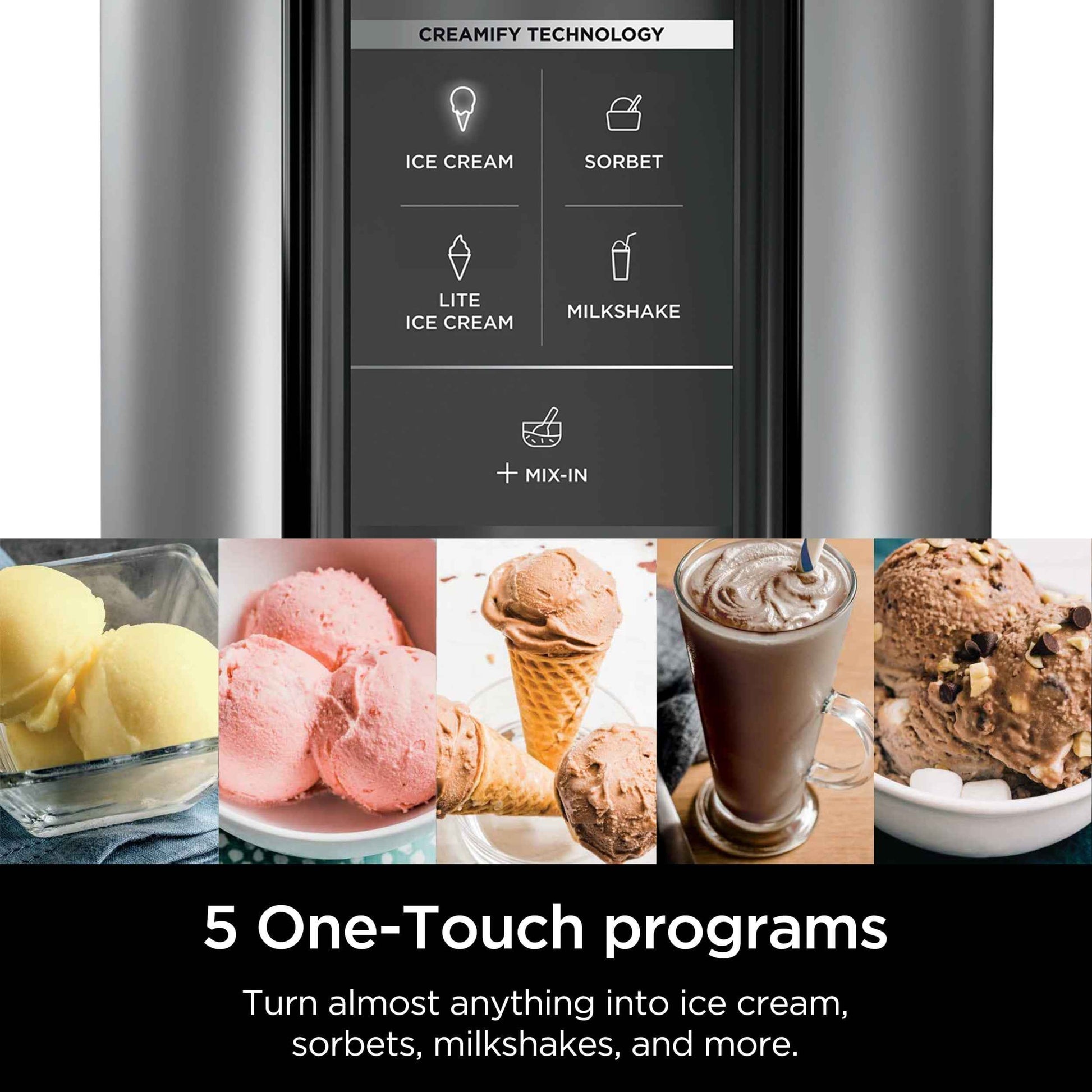 Ninja CREAMi Ice Cream Maker, for Gelato, Mix-ins, Milkshakes, Sorbet, Smoothie Bowls & More, 5 One-Touch Programs, with (2) 16 oz Pint Containers & Lids, Perfect for Kids, White, NC300WH