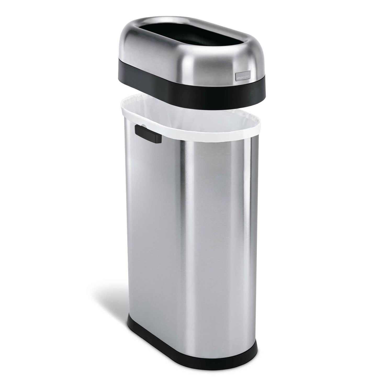 simplehuman 50 Liter / 13.2 Gallon Slim Open Top Trash Can, Commercial Grade Heavy Gauge Brushed Stainless Steel