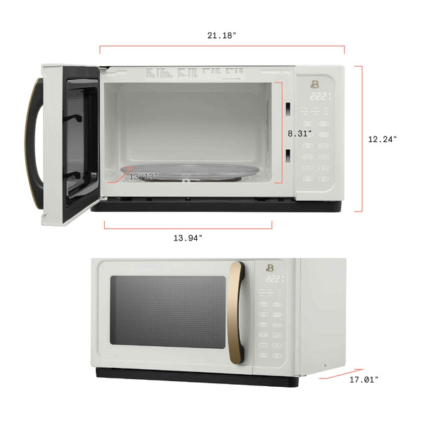 Beautiful 1.1 Cu ft 1000 Watt, Sensor Microwave Oven, White Icing by Drew Barrymore, New