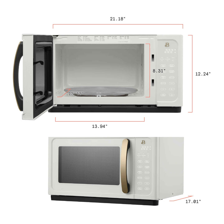 Beautiful 1.1 Cu ft 1000 Watt, Sensor Microwave Oven, White Icing by Drew Barrymore, New