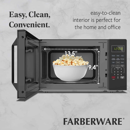 Farberware 1.1 Cu. Ft. 1000-Watt Compact Microwave Oven, Black