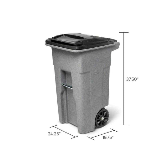 Toter Trash Can Graystone with Wheels and Lid, 32 Gallon