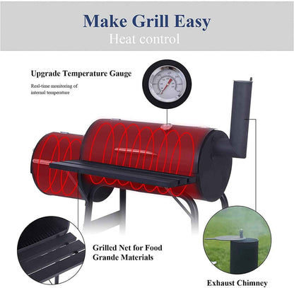Vebreda Outdoor BBQ Grill Charcoal Barbecue Pit Patio Backyard Meat Cooker Smoker