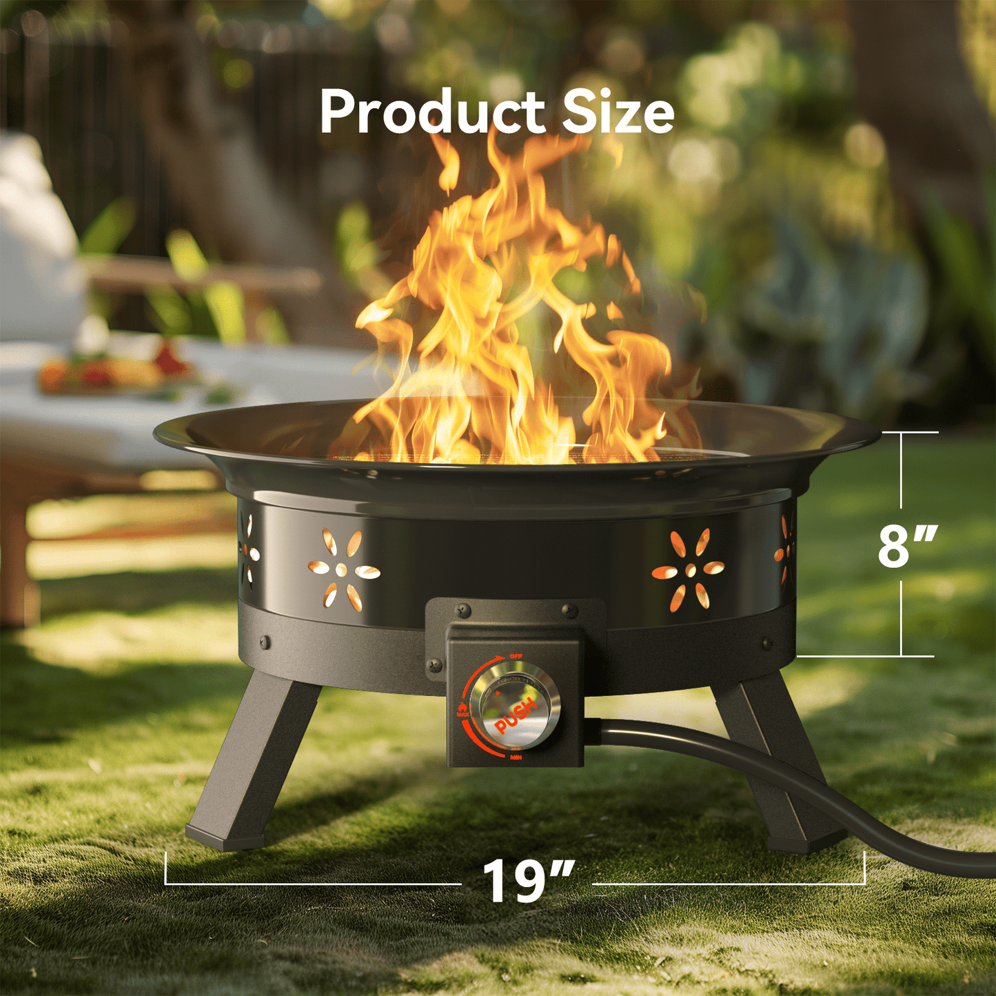 Philergo 19 inch Portable Fire Pits with Grill for Outside 58000 BTU Gas Fire Bowl with Foldable Legs & Lid & Carry Kit & Lava Rock Stone - Home OXO