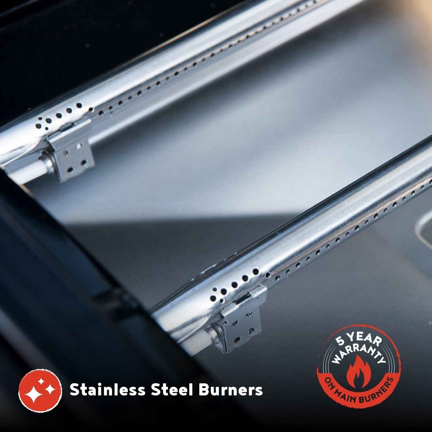 Megamaster 5-Burner Propane Gas Grill with Side Tables, Accessory Hooks, 50,000 BTUs, 656 SQ. In. Cooking Space, 2 Wheel Transport, Outdoor Kitchen Grill for BBQs, Backyards, and More - 720-0982