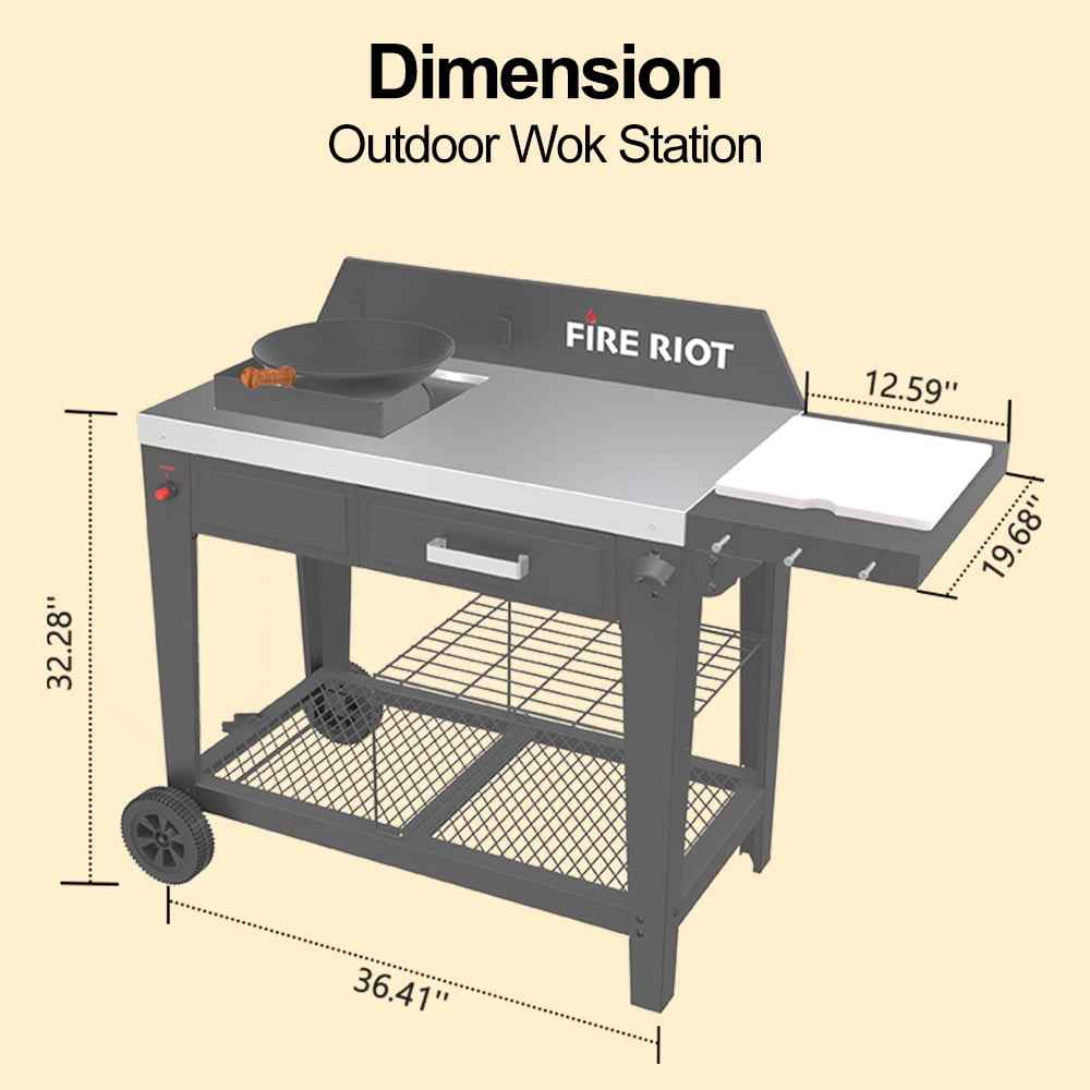 Heavy-Duty 50,000 BTU Outdoor Wok & Propane Deep Fryer Station – 12.6” Carbon Steel Wok & Cajun Turkey Fryer for Stir-Fry, Searing, Tailgating, Fishing, and Outdoor Cooking
