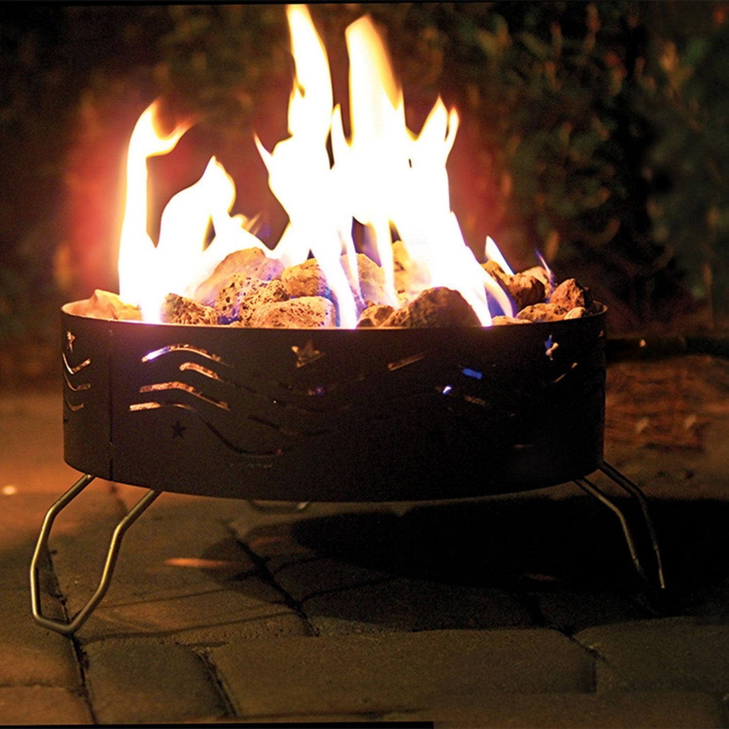 Camco Portable Campfire Outdoor Propane Heater Fire Pit with Lava Rocks, Black - Home OXO