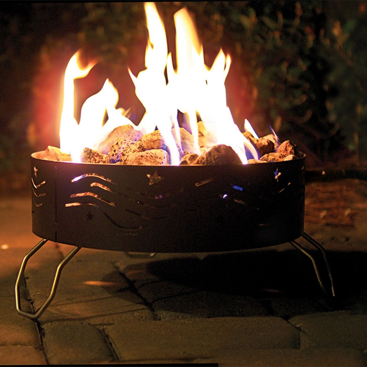 Camco Portable Campfire Outdoor Propane Heater Fire Pit with Lava Rocks, Black - Home OXO