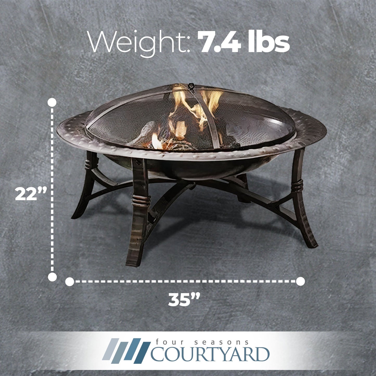 Four Seasons Courtyard 35" Round Wood Burning Fire Bowl w/Fire Grate, Black - Home OXO