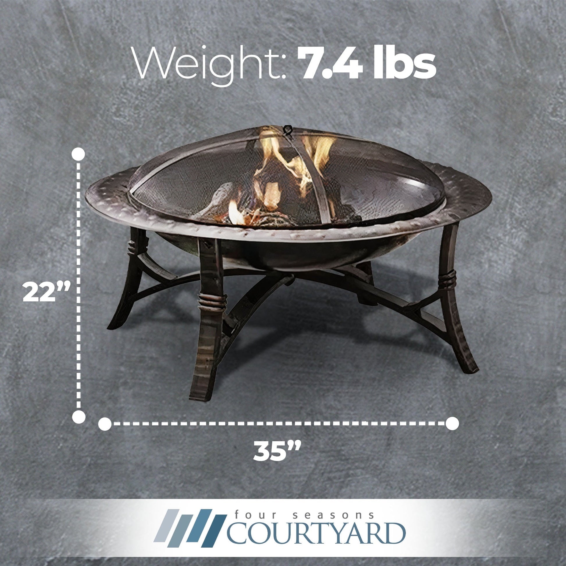 Four Seasons Courtyard 35" Round Wood Burning Fire Bowl w/Fire Grate, Black - Home OXO