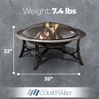 Four Seasons Courtyard 35" Round Wood Burning Fire Bowl w/Fire Grate, Black - Home OXO