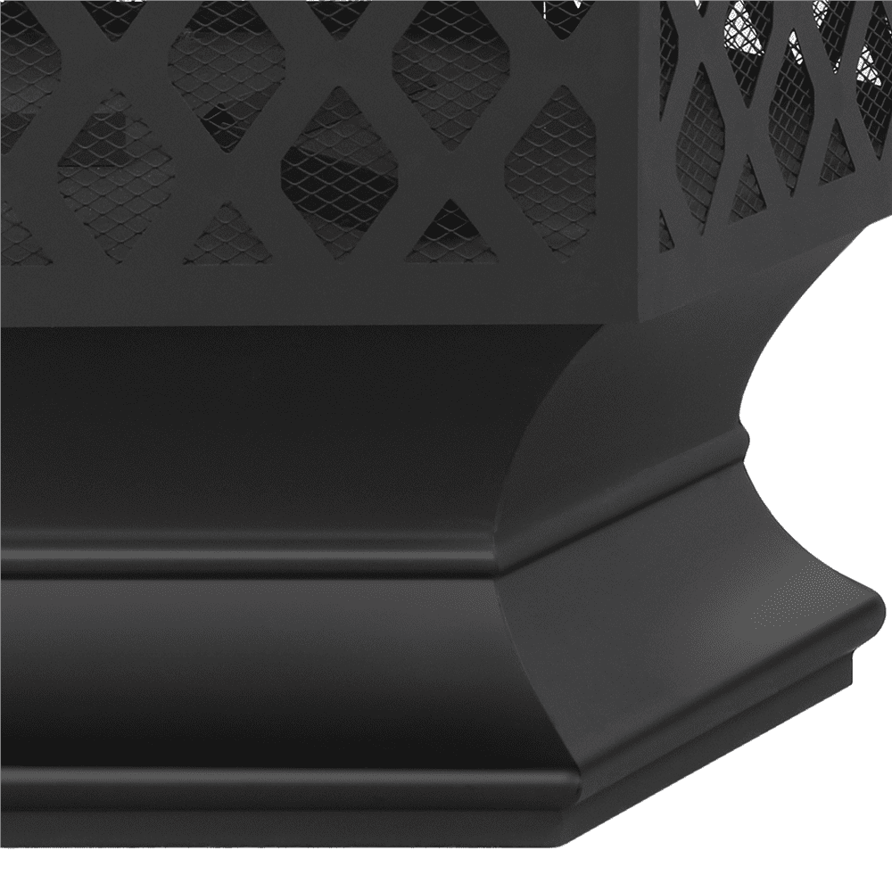 Yaheetech 24'' Outdoor Fire Pit with Mesh Poker Sides Cover, Black - Home OXO