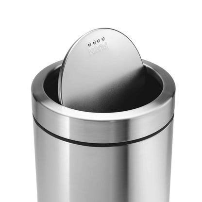 simplehuman 55 Liter / 14.5 Gallon Commercial Stainless Steel Swing Top Trash Can, Brushed Stainless Steel