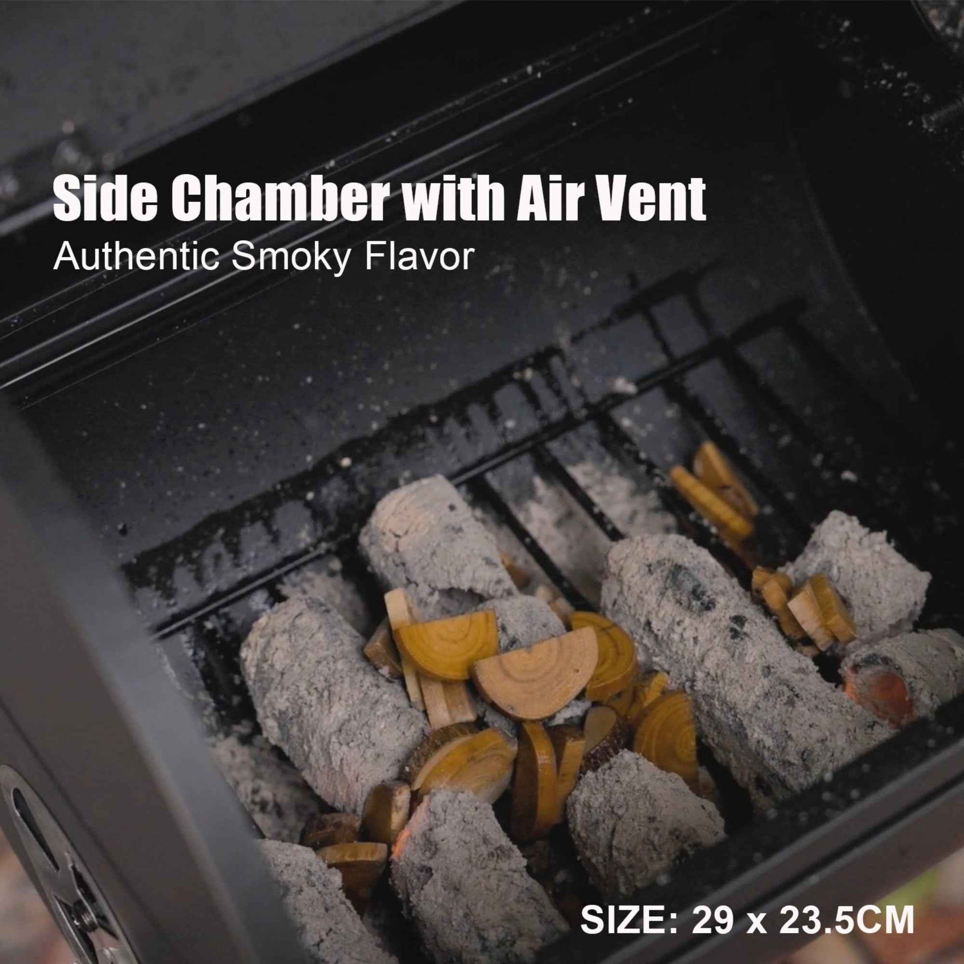 Charcoal Offset Smoker Grill - Family-Size 4-6 Person BBQ with Temperature Control & Portable Wheels