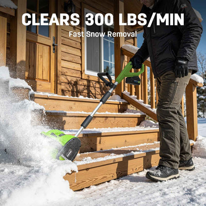 Steelite 21V 12 Inch Cordless Snow Shovel, Battery Powered Snow Blower with Directional Plate & Adjustable Front Handle,4.0-Ah Battery & Quick Charger Included