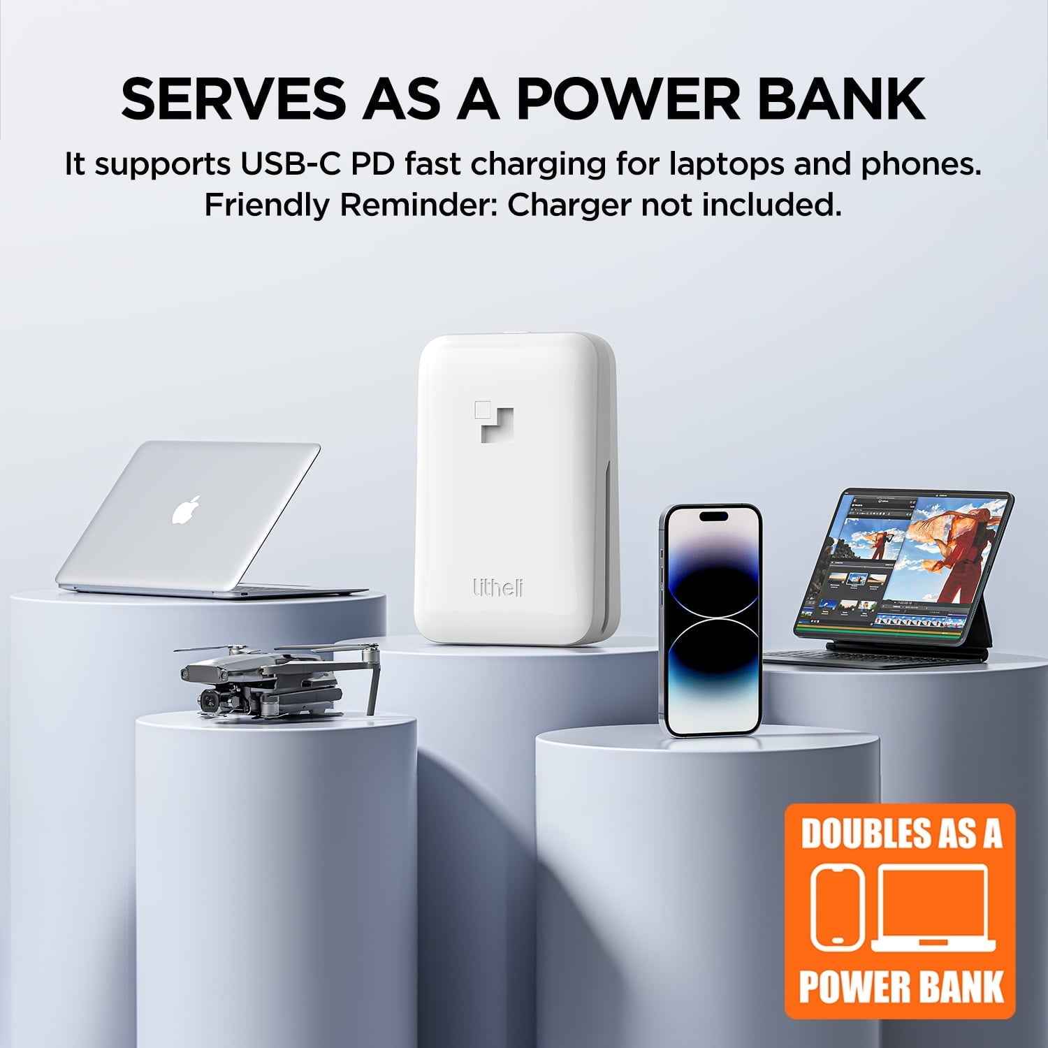 Litheli Cordless Lawn Mower, 20V 12" Electric Lawn Mowers, Adjustment Heights, Light Weight, With 2*2.0Ah Portable Battery, for Garden/Yard/Farm