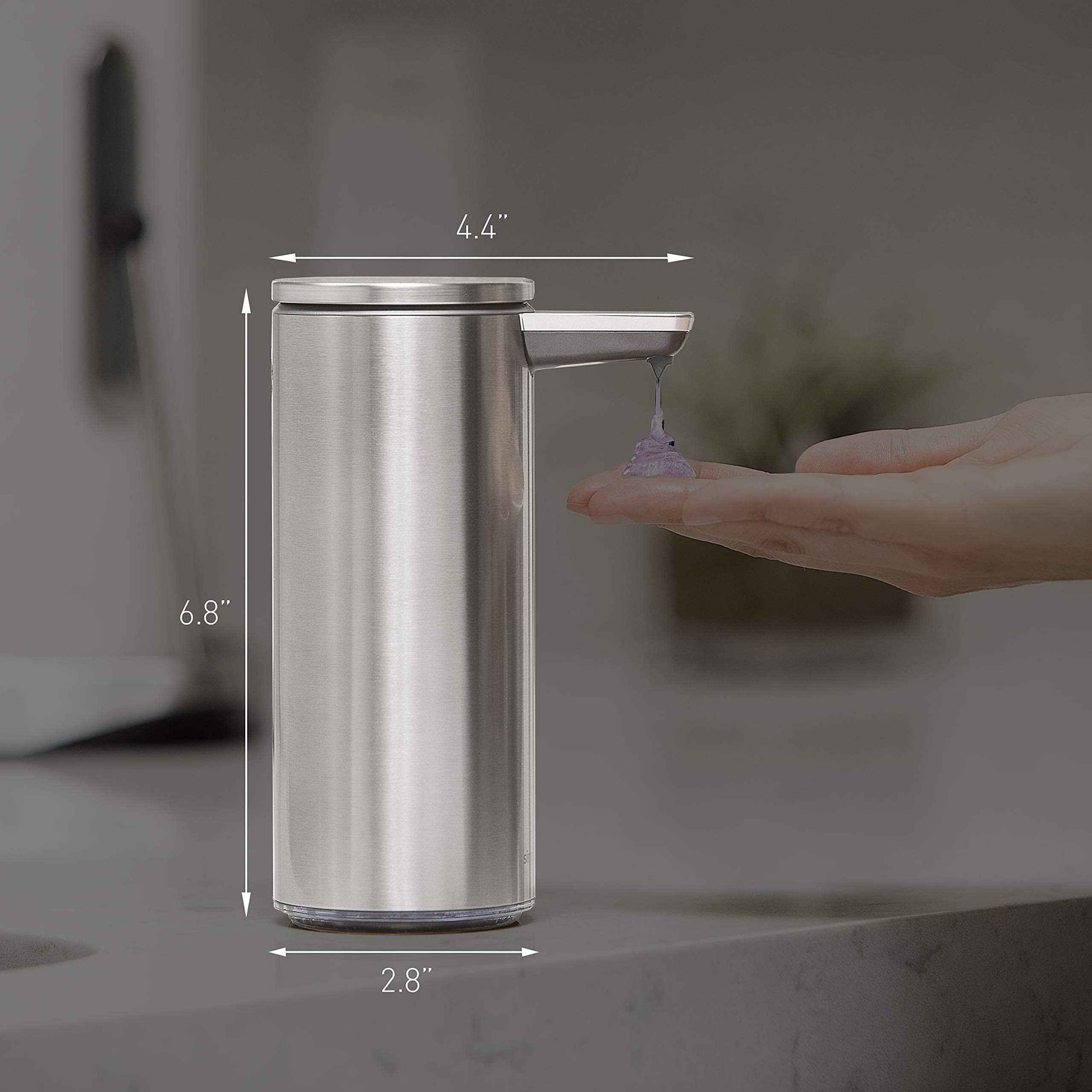 simplehuman 9 oz. Touch-Free Automatic Rechargeable Sensor Liquid Soap Dispenser, Brushed Stainless Steel