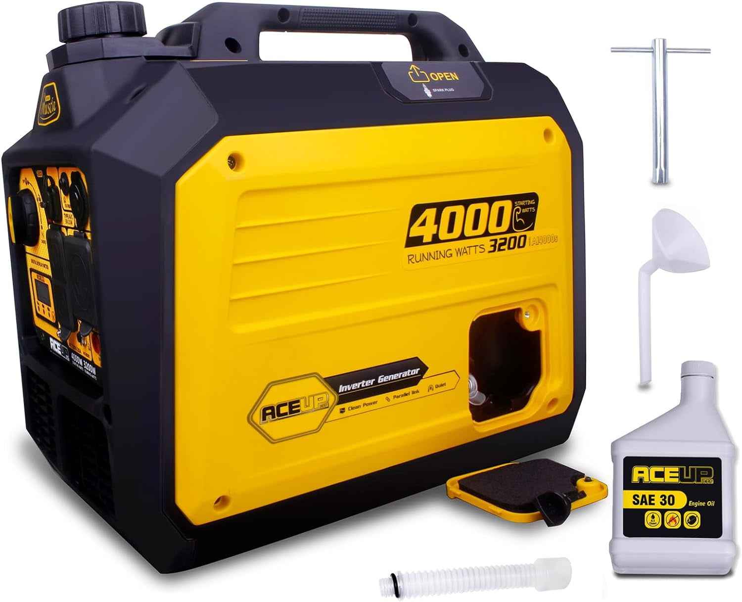 Aceup Energy 4000 Watt Portable Inverter Generator, Gas Powered Generator Quiet for Home, 3500W RV-Ready, EPA Compliant