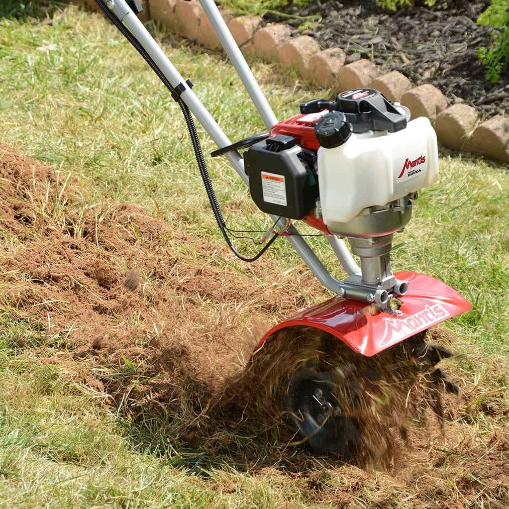 Mantis 7268 Gas Powered Garden Tiller / Cultivator. Powered by Honda 25cc, 4-Cycle Commercial Engine