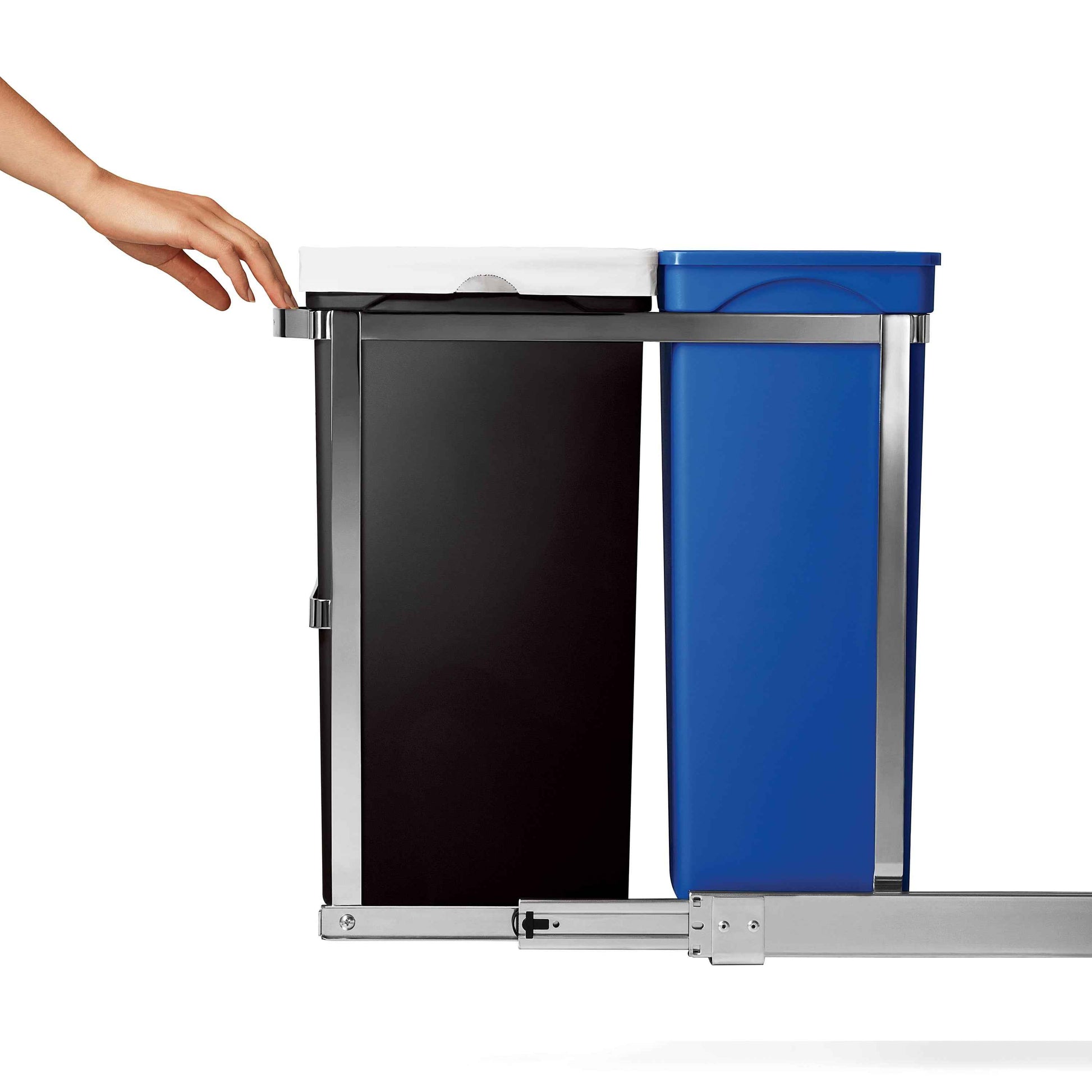 simplehuman 35 Liter / 9.3 Gallon Under Counter Kitchen Cabinet Pull-Out Recycling Bin and Trash Can