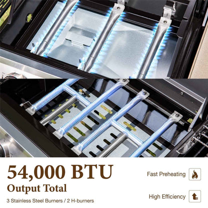 Summit Living 5-Burner Outdoor Propane Gas Grill and Griddle Combo BBQ Grill with Lid 54,000 BUT