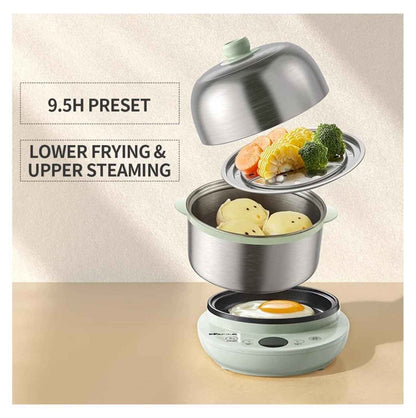 Electric Food Steamer 2 Tier, Egg Cooker - Stainless Steel Vegetable Steamer for Kitchen, 360W, 9.5H Preset, Anti-Dry Burn, ZDQ-B14Y5