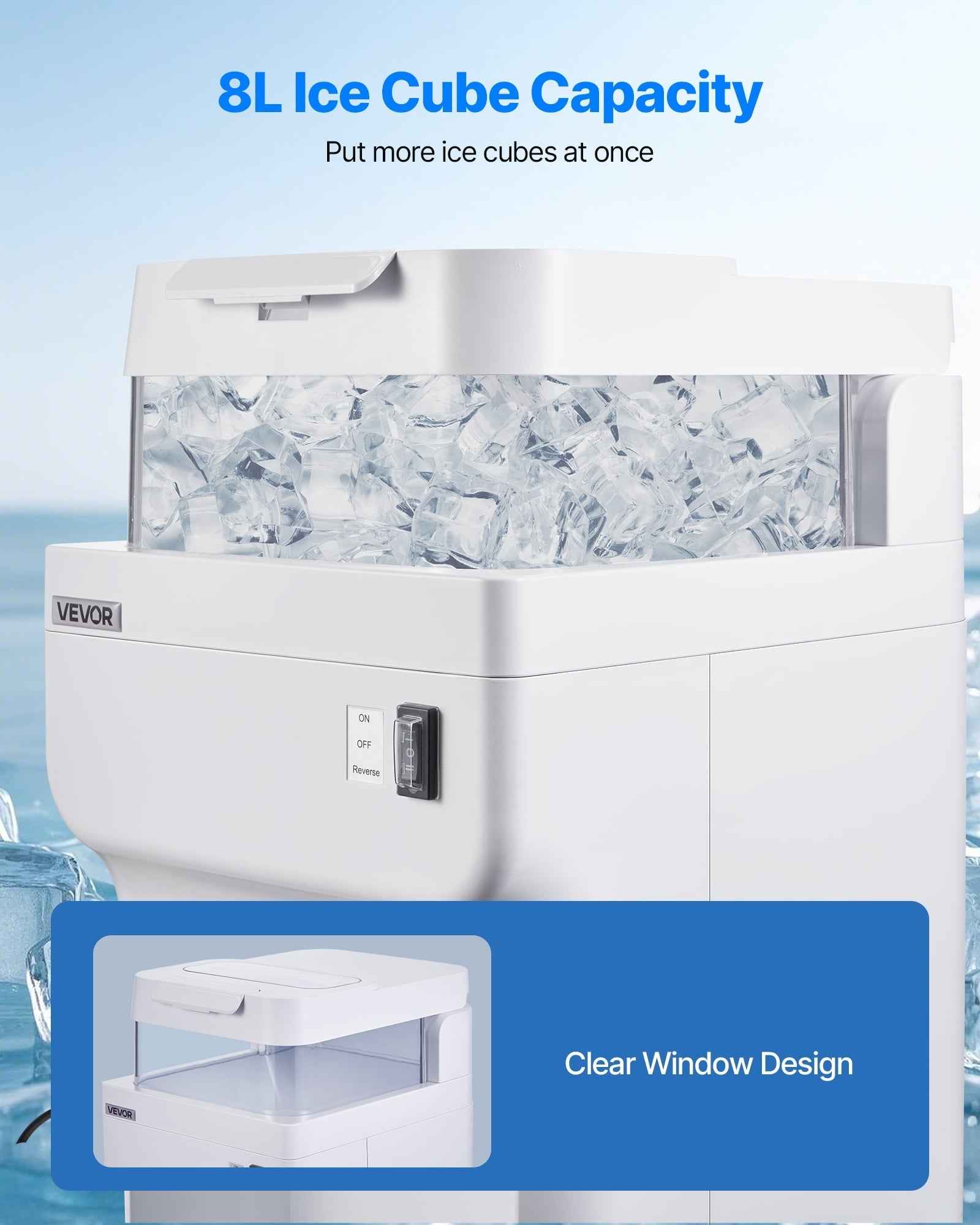VEVOR Commercial Ice Shaver Crusher, 220lbs Per Hour Electric Snow Cone Maker with 8L Ice Cube Box, 350W 1500RPM Tabletop Shaved Ice Machine for Parties Events Bar
