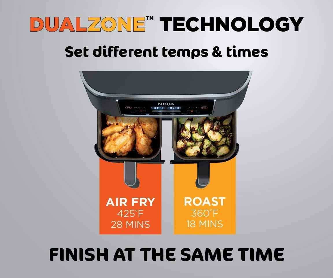 Ninja DZ100 Foodi 4-in-1 8-qt. 2-Basket Air Fryer with DualZone Technology