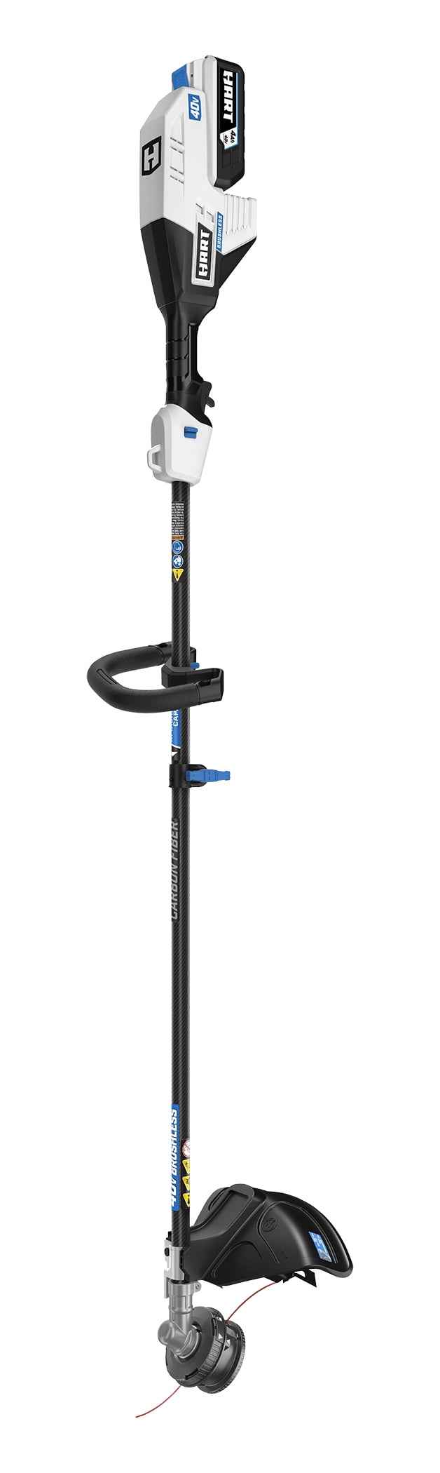 HART 40-Volt 15-inch SUPERCHARGE Carbon Fiber Shaft String Trimmer Kit, (1) 4.0 Lithium-Ion Battery