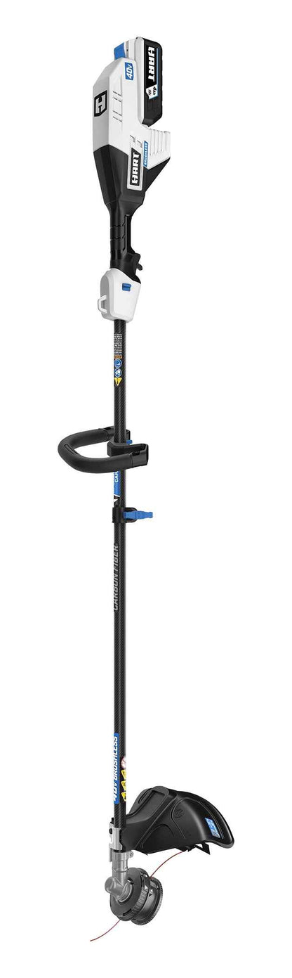 HART 40-Volt 15-inch SUPERCHARGE Carbon Fiber Shaft String Trimmer Kit, (1) 4.0 Lithium-Ion Battery