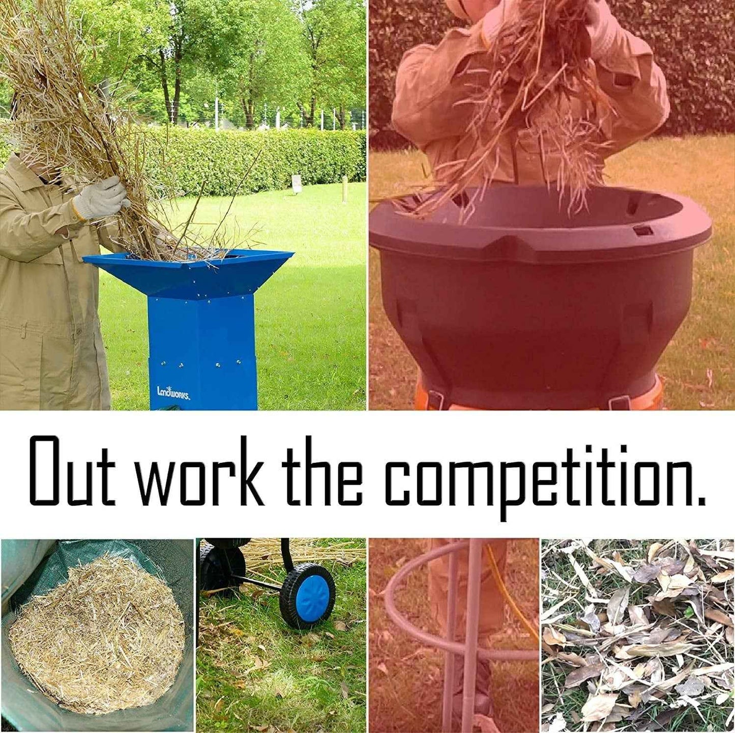 Landworks Electric Leaf Shredder & Mulcher 0.5” 15 AMP 120V Corded Electric Chipper