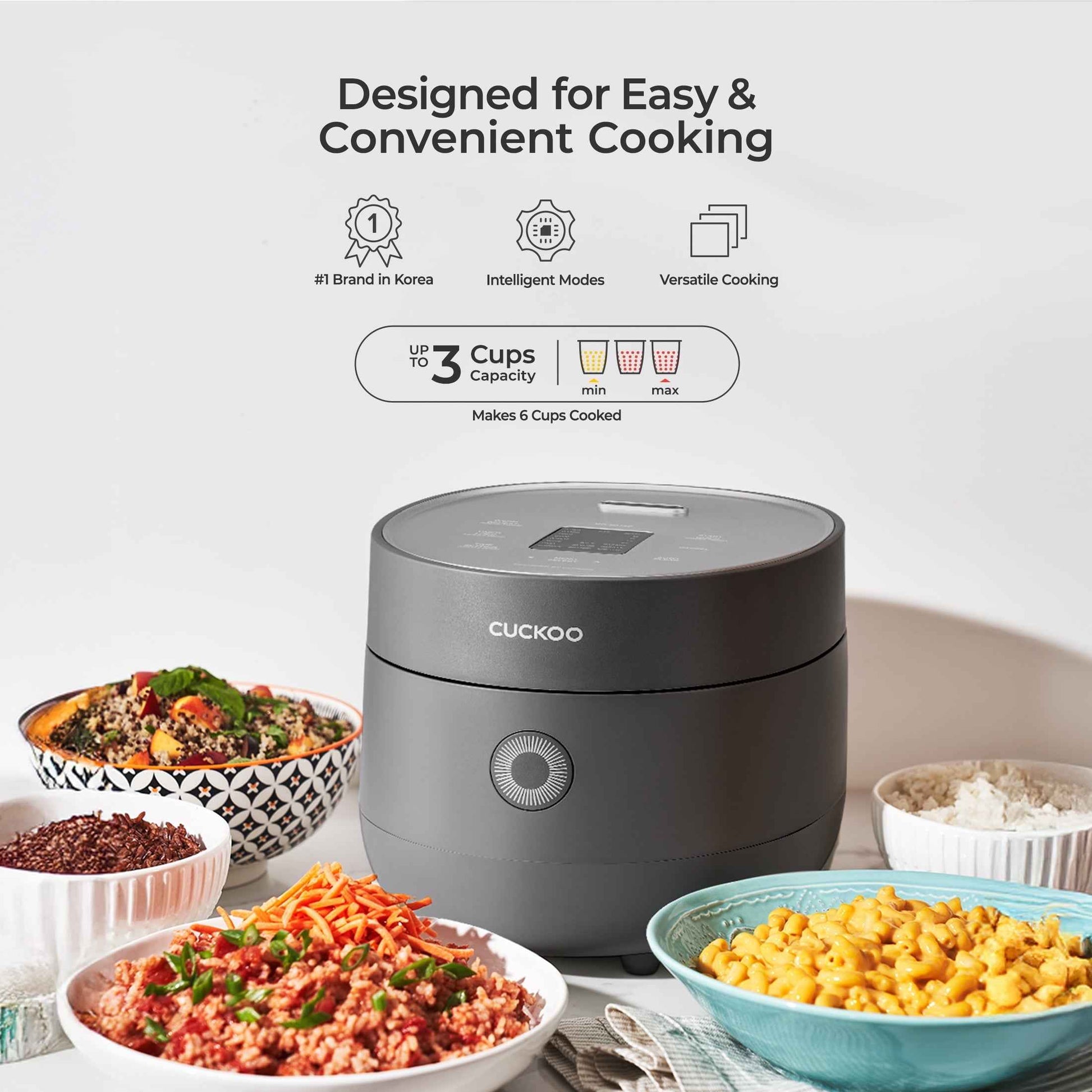 Cuckoo Rice Cooker & Warmer 6-Cup Smart Fuzzy Logic Nonstick Inner Pot (CR-0375FG)