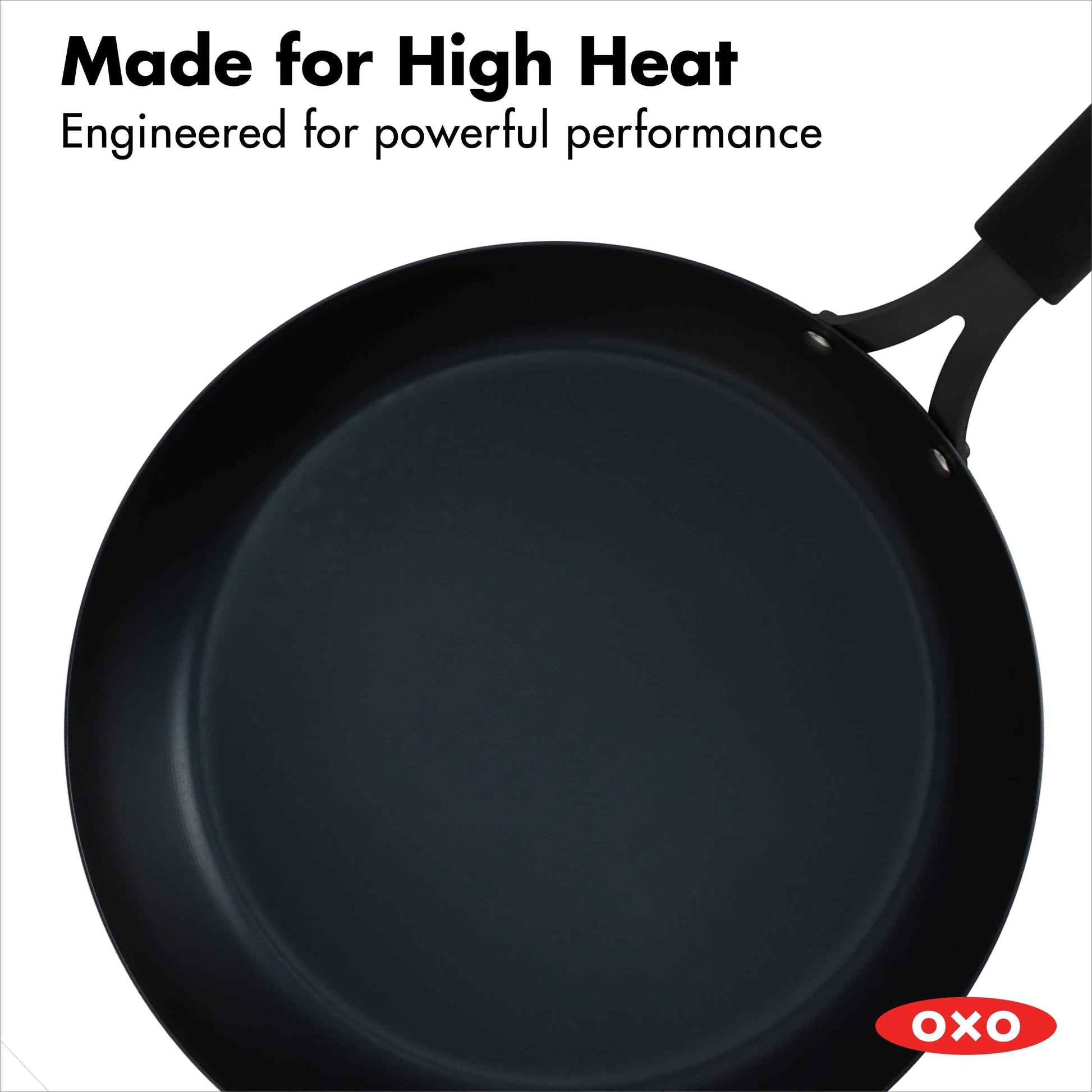 OXO Obsidian Pre-Seasoned Carbon Steel Induction Safe 12" Frying Pan/Skillet with Silicone Sleeve, Black
