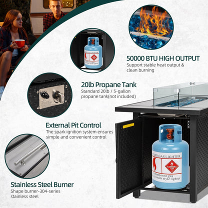 Walsunny 45" Propane Fire Pit Table 50,000 BTU Steel Gas Fire Pit with Removable Lid & Waterproof Cover and Tables - Home OXO